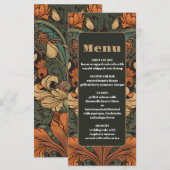 Elegante Hochzeit im floralen Jugendstil Menükarte (Vorne/Hinten)