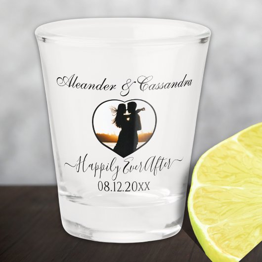 Elegante Hochzeit im Foto Modernes Herz Schnapsglas