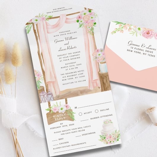 Elegante Hochzeit im Freien All In One Einladung