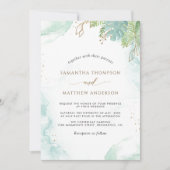 Elegante Hochzeit im Grünen und im Wasser Einladung (Vorderseite)