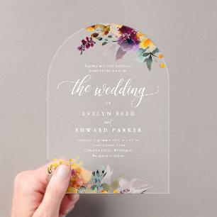 Elegante Hochzeit im Herbst Acryleinladungen