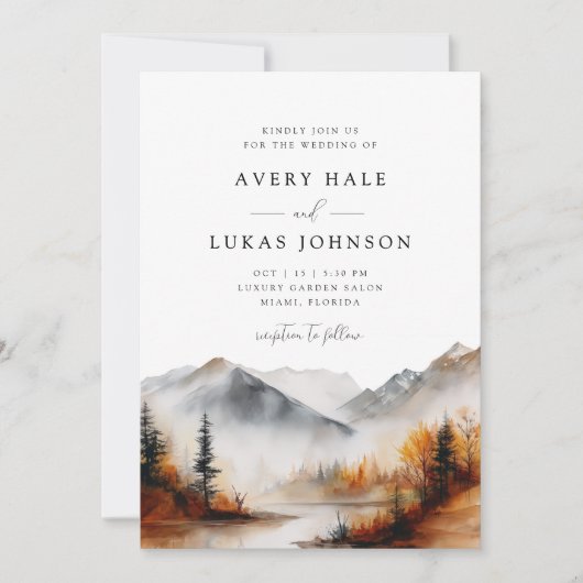 Elegante Hochzeit im Herbst Boho Einladung (Vorderseite)