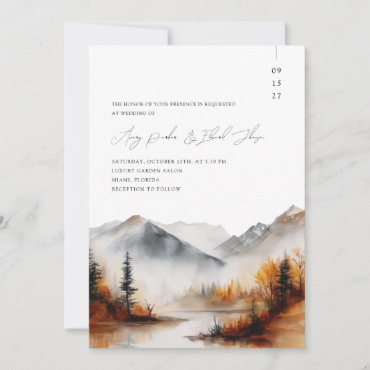 Elegante Hochzeit im Herbst Boho Foto Einladung (Vorderseite)