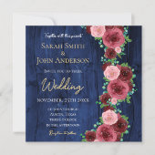 Elegante Hochzeit im Herbst der Marine und Burgund Einladung (Vorderseite)