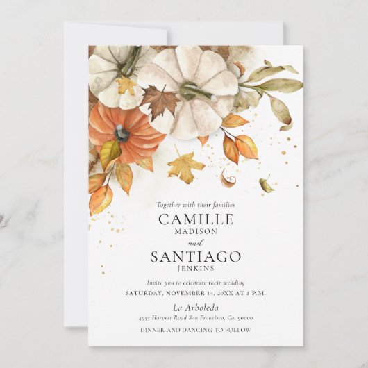 Elegante Hochzeit im Herbst Einladung (Vorderseite)