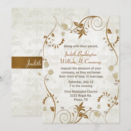 Elegante Hochzeit im Herbst Einladung (Vorne/Hinten)