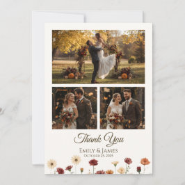 Elegante Hochzeit im Herbst Flat Dankeschön Karte