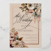 Elegante Hochzeit im Herbst Folieneinladung (Vorderseite)