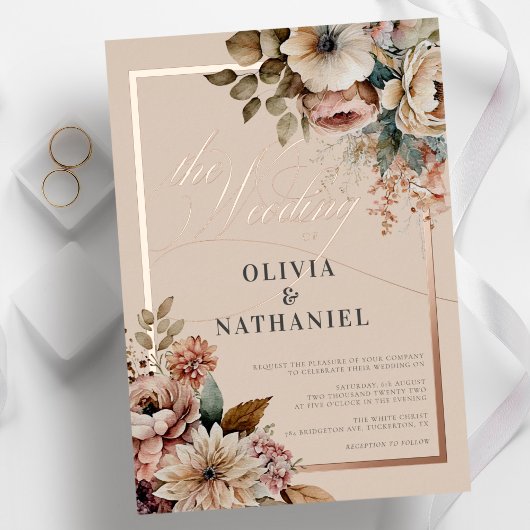 Elegante Hochzeit im Herbst Folieneinladung