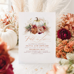 Elegante Hochzeit im Herbst mit Kürbis und Rostblu Einladung