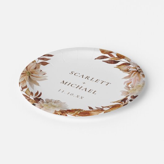 Elegante Hochzeit im Herbst Pappteller (Schrägansicht)