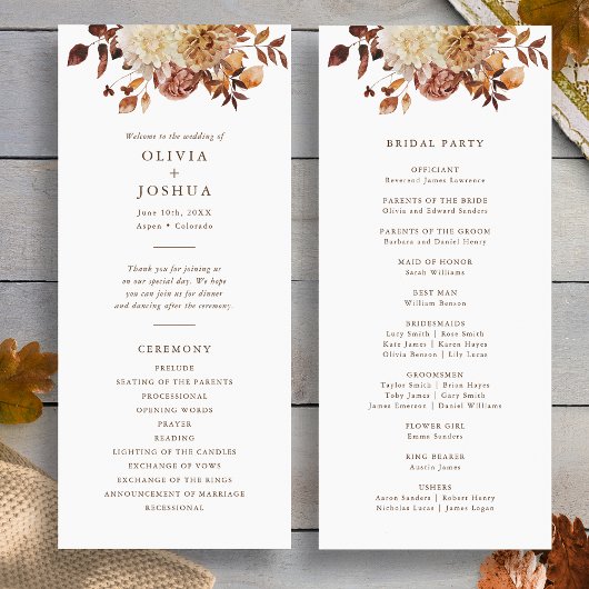 Elegante Hochzeit im Herbst Programm