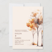 Elegante Hochzeit im Herbst Rustikale Wasserfarbe Einladung (Vorderseite)
