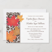 Elegante Hochzeit im Herbst von Herbstblättern und Einladung (Vorderseite)