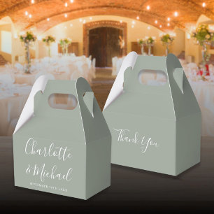 Elegante Hochzeit im Schriftzug Sage Green Geschenkschachtel
