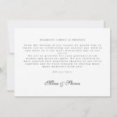 Elegante Hochzeit im Schwarz-Weiß-Foto Dankeskarte (Rückseite)