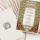 Elegante Hochzeit im Stil von Gold und Grün Einladung