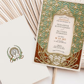 Elegante Hochzeit im Stil von Gold und Grün Einladung