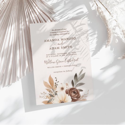 Elegante Hochzeit im Wasserfall im Herbst Einladung