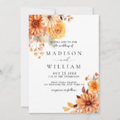 Elegante Hochzeit im Wasserfall im Herbst Einladung (Vorderseite)