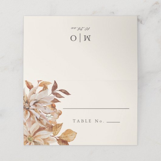 Elegante Hochzeit im Wasserfall im Herbst Platzkarte (Außenseite Aufgefaltet)