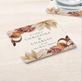 Elegante Hochzeit im Wasserfall im Herbst Rechteckiger Pappuntersetzer (angewinkelt)