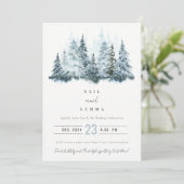 Elegante Hochzeit im Winterwald Pine Einladung (Stehend Vorderseite)