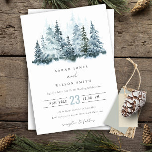 Elegante Hochzeit im Winterwald Pine Einladung