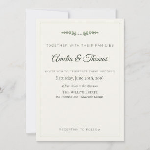 Elegante Hochzeit im Zeichen von Salbeigrün und Eu Einladung
