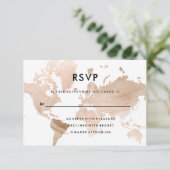 Elegante Hochzeit | Imitate Gold Map RSVP Karte (Stehend Vorderseite)