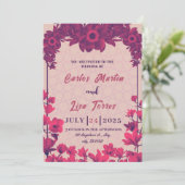 Elegante Hochzeit in beige, rosa Blume Einladung (Stehend Vorderseite)