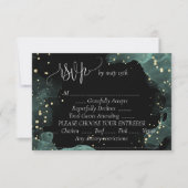 Elegante Hochzeit in Blau, Grün, Gold RSVP Karte (Vorderseite)