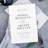 Elegante Hochzeit in Blau und Gold Einladung