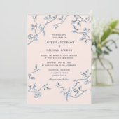 Elegante Hochzeit in Blauen und Weiß Einladung (Stehend Vorderseite)