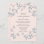 Elegante Hochzeit in Blauen und Weiß Einladung (Vorne/Hinten)