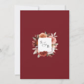 Elegante Hochzeit in Burgund, Rosa und Rosa Einladung (Rückseite)