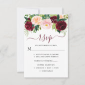 Elegante Hochzeit in Burgund und Blush RSVP Karte (Vorderseite)