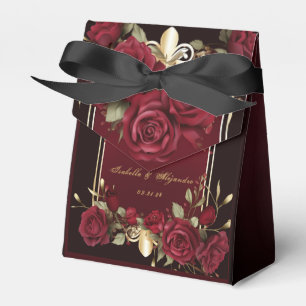 Elegante Hochzeit in Burgund und Gold Rose Geschenkschachtel