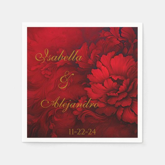 Elegante Hochzeit in Burgund und Rot-Flora Serviette (Vorderseite)