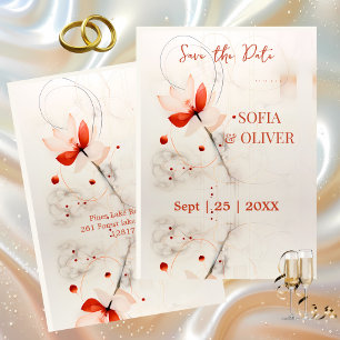 Elegante Hochzeit in Creme mit roten Klatschmohnbl Save The Date