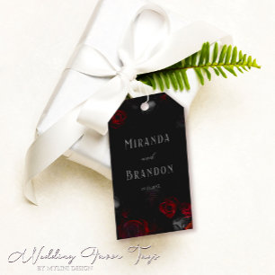 Elegante Hochzeit in Custom Black and Red Floral Geschenkanhänger