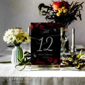 Elegante Hochzeit in Custom Black and Red Floral Tischnummer