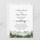 Elegante Hochzeit in den Bergen und zwischen Kiefe Einladung (Vorderseite)