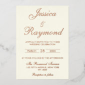 Elegante Hochzeit in Elfenbein und Rose Folieneinladung (Vorderseite)