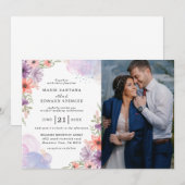 Elegante Hochzeit in Flora und Foto Einladung (Vorne/Hinten)