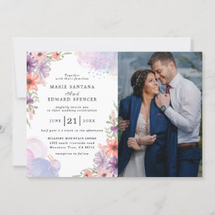 Elegante Hochzeit in Flora und Foto Einladung