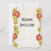 Elegante Hochzeit in Gelb und Orange mit Blumen Einladung (Rückseite)