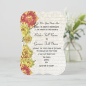Elegante Hochzeit in Gelb und Orange mit Blumen Einladung (Stehend Vorderseite)