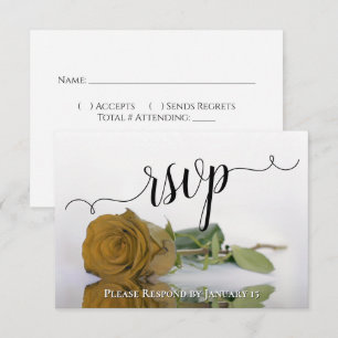 Elegante Hochzeit in Gold oder Gelb, die die Rose  RSVP Karte
