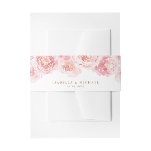 Elegante Hochzeit in Gold und Rosa Einladungsbanderole (Vorderseite Beispiel)